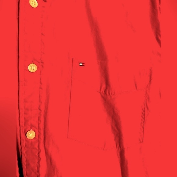 Size large, Tommy Hilfiger, red button, collared shirt - Picture 4 of 4